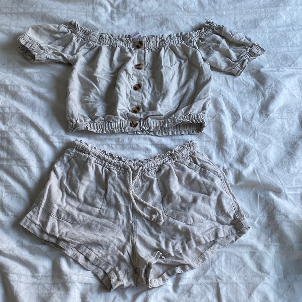 Linen Rayon Pyjama crop set XS